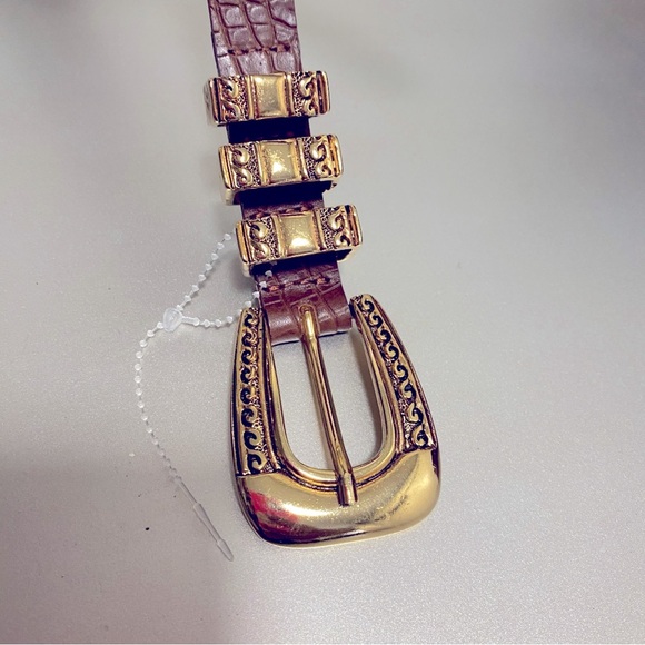 NWOT Streets Ahead The Fay Belt In Cognac & Gold Hardware - Size M - Picture 10 of 12